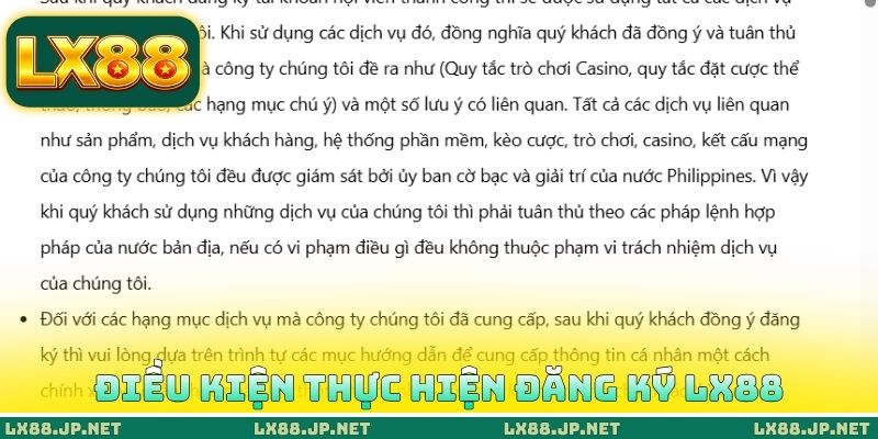 Điều kiện thực hiện đăng ký LX88